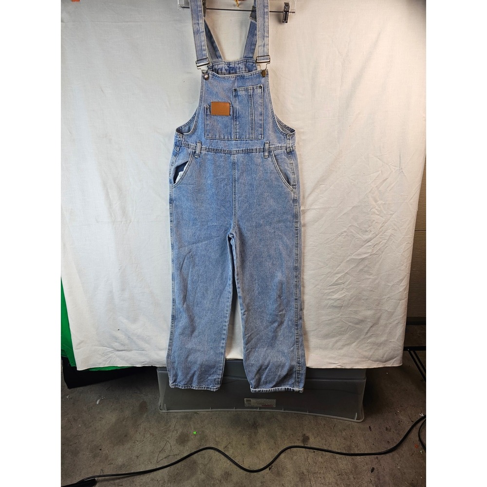 Fashion Jeans Light Wash Denim Overalls Size S Blue Bib Dungarees A7752